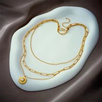 Retro Round Titanium Steel Plating Gold Plated Layered Necklaces main image 2