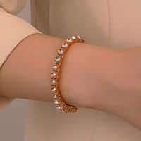 Glam Square Alloy Plating Inlay Rhinestones 14k Gold Plated Women's Bracelets Anklet Necklace main image 5