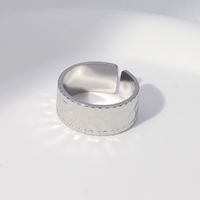 Vintage Style Hammer Pattern Stainless Steel Open Ring main image 5