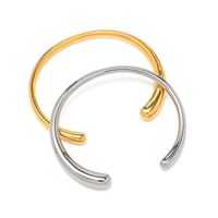 Simple Style Solid Color Stainless Steel Plating 18k Gold Plated Cuff Bracelets main image 5