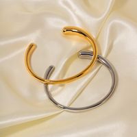 Simple Style Solid Color Stainless Steel Plating 18k Gold Plated Cuff Bracelets main image 4