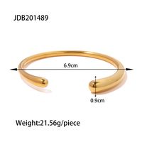 Simple Style Solid Color Stainless Steel Plating 18k Gold Plated Cuff Bracelets sku image 2