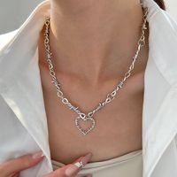 Wholesale Jewelry Punk Cool Style Heart Shape Alloy 14k Gold Plated Pendant Necklace main image 5