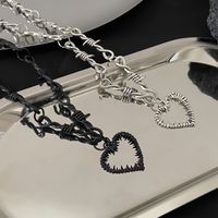Wholesale Jewelry Punk Cool Style Heart Shape Alloy 14k Gold Plated Pendant Necklace main image 4