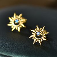 1 Paar Elegante Sonnen-sterling Silber Inlay Strass Steine Ohr Stecker sku image 2
