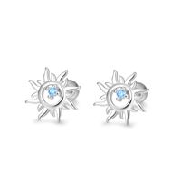 1 Pair Elegant Sun Sterling Silver Inlay Rhinestones Ear Studs sku image 1