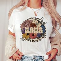 Women's T-shirt Short Sleeve T-shirts Printing Casual Mama Letter Leopard main image 1