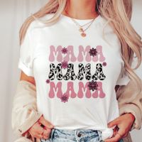 Women's T-shirt Short Sleeve T-shirts Printing Casual Mama Letter Leopard main image 5