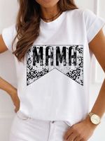 Women's T-shirt Short Sleeve T-shirts Printing Mama Simple Style Letter Leopard Lightning main image 5