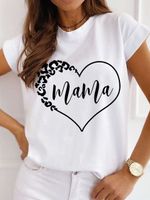 Women's T-shirt Short Sleeve T-shirts Printing Mama Simple Style Letter Leopard Lightning main image 2