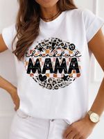 Women's T-shirt Short Sleeve T-shirts Printing Mama Simple Style Letter Leopard Lightning main image 1