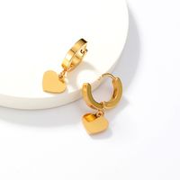 1 Pair Elegant Simple Style Heart Shape Plating Stainless Steel 18K Gold Plated Drop Earrings main image 4