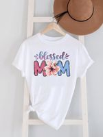 Femmes T-shirt Manche Courte T-shirts Impression Décontractée Mama Lettre Fleur Léopard main image 4