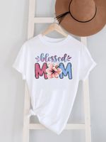 Women's T-shirt Short Sleeve T-shirts Printing Casual Mama Letter Flower Leopard main image 4