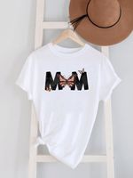 Women's T-shirt Short Sleeve T-shirts Printing Casual Mama Letter Flower Leopard main image 3