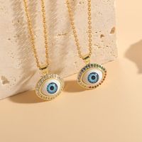 304 Stainless Steel Copper Modern Style Artistic Plating Inlay Devil'S Eye Zircon Pendant Necklace main image 1
