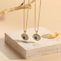 304 Stainless Steel Copper Modern Style Artistic Plating Inlay Devil'S Eye Zircon Pendant Necklace main image 7