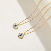 304 Stainless Steel Copper Modern Style Artistic Plating Inlay Devil'S Eye Zircon Pendant Necklace main image 6
