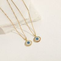 304 Stainless Steel Copper Modern Style Artistic Plating Inlay Devil'S Eye Zircon Pendant Necklace main image 5