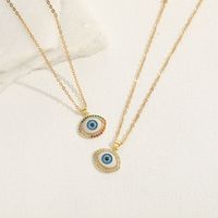 304 Stainless Steel Copper Modern Style Artistic Plating Inlay Devil'S Eye Zircon Pendant Necklace main image 4