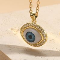 304 Stainless Steel Copper Modern Style Artistic Plating Inlay Devil'S Eye Zircon Pendant Necklace sku image 1