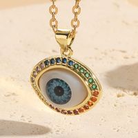 304 Stainless Steel Copper Modern Style Artistic Plating Inlay Devil'S Eye Zircon Pendant Necklace sku image 2