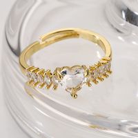 Ins Style Basic Oval Heart Shape Copper 18k Gold Plated Zircon Rings In Bulk main image 3