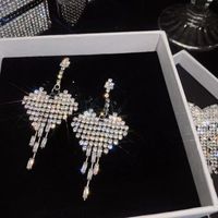 Streetwear Heart Shape Flower Bow Knot Mixed Materials Plating Inlay Artificial Gemstones Rhinestones Women's Drop Earrings sku image 19