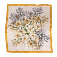 Women's Elegant Flower Satin Printing Silk Scarves sku image 1