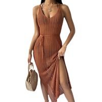 Women's Beach Solid Color Hollow Out Cover Ups main image 3
