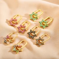 1 Pair Retro Square Star Stainless Steel Inlay Artificial Gemstones Earrings main image 1