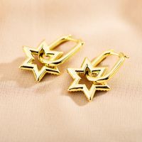 1 Pair Retro Square Star Stainless Steel Inlay Artificial Gemstones Earrings main image 5