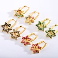 1 Pair Retro Square Star Stainless Steel Inlay Artificial Gemstones Earrings main image 6