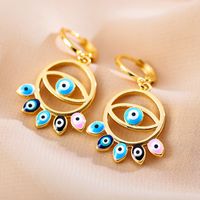 1 Pair Ethnic Style Devil's Eye Copper Enamel Drop Earrings sku image 1