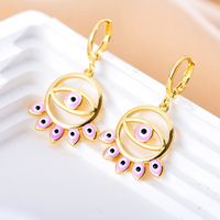 1 Pair Ethnic Style Devil's Eye Copper Enamel Drop Earrings main image 4