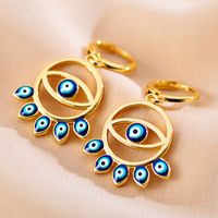 1 Pair Ethnic Style Devil's Eye Copper Enamel Drop Earrings main image 3