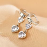 1 Pair Simple Style Heart Shape Plating Inlay Stainless Steel Zircon Drop Earrings sku image 3