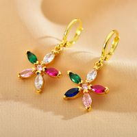 1 Pair Elegant Sweet Flower Copper Drop Earrings main image 3