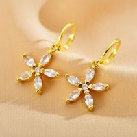 1 Pair Elegant Sweet Flower Copper Drop Earrings main image 4