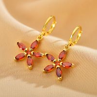 1 Pair Elegant Sweet Flower Copper Drop Earrings sku image 4