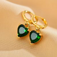 1 Pair Sweet Heart Shape Copper Inlay Zircon Drop Earrings main image 4