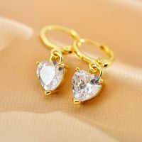 1 Pair Sweet Heart Shape Copper Inlay Zircon Drop Earrings sku image 4