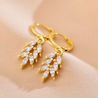 1 Paire Glamour Géométrique Acier Inoxydable Incruster Strass Boucles D'oreilles main image 5