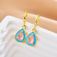 1 Pair Cute Water Droplets Stainless Steel Polishing Inlay Zircon Drop Earrings main image 4