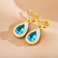 1 Pair Cute Water Droplets Stainless Steel Polishing Inlay Zircon Drop Earrings sku image 3