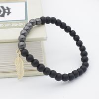 Hip-hop Leaf Alloy Haematite Men's Bracelets main image 5