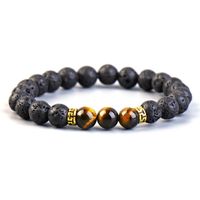 Retro Round Volcanic Rock Agate Tiger Eye Beaded Unisex Bracelets main image 4