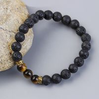 Retro Round Volcanic Rock Agate Tiger Eye Beaded Unisex Bracelets main image 2