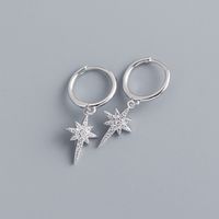 1 Pair Casual Star Sterling Silver Inlay Rhinestones Drop Earrings sku image 1