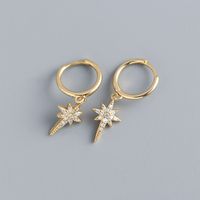 1 Pair Casual Star Sterling Silver Inlay Rhinestones Drop Earrings sku image 2